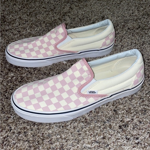 Vans Checkered Slip-Ons Pink/Cream Mens Size 9.5 - Picture 3 of 8